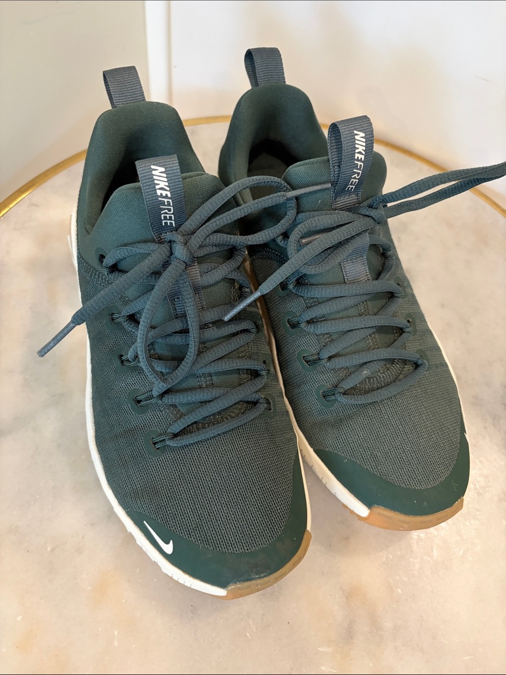 Nike Dark Green and White Low-Top Athletic Sneakers